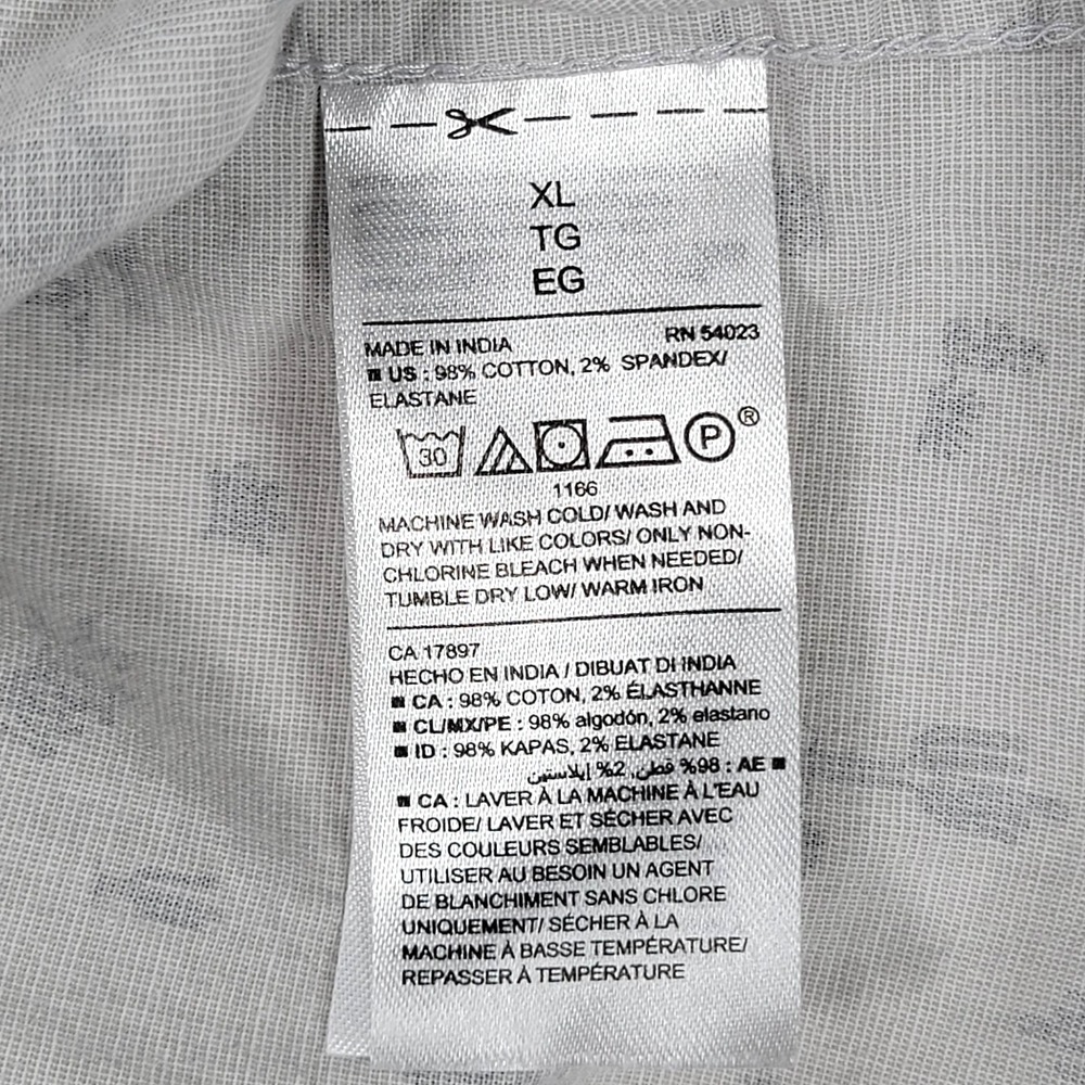 Old Navy Shirt Mens XL Gray Slim Fit Short Sleeve Button Down Cactus Print - Picture 11 of 12